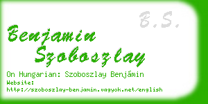 benjamin szoboszlay business card