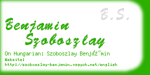 benjamin szoboszlay business card